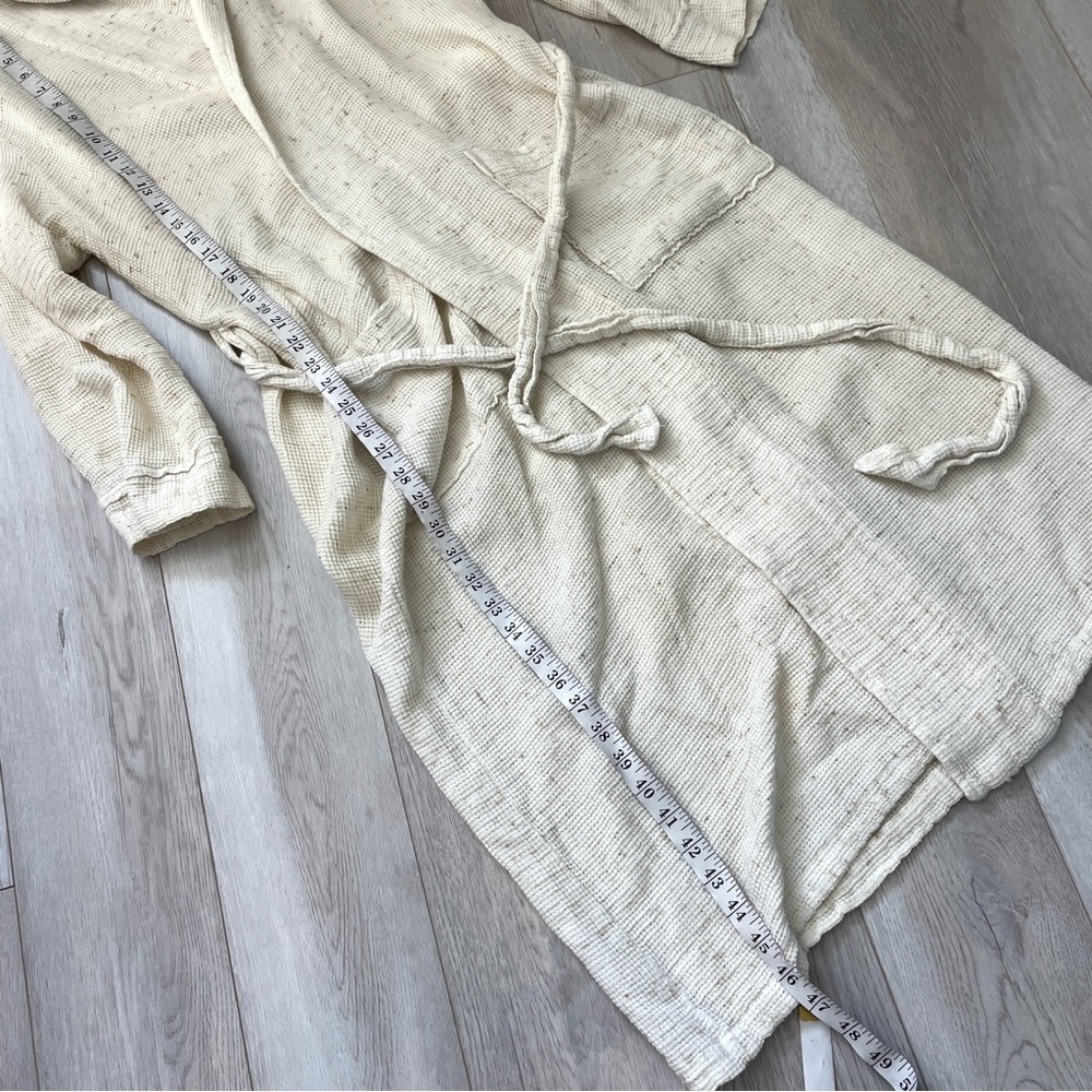 Parachute Knit Robe cotton waffle long unisex Cream (medium) natural loungewear - Picture 6 of 8